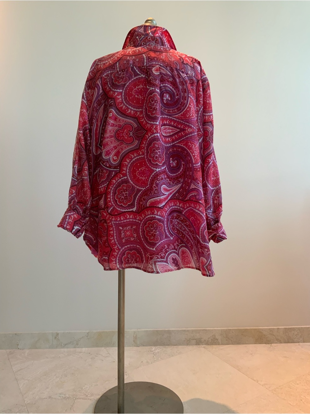 Vibrant Lauren Ralph Lauren Red Paisley Button-Front Blouse sz 3X - Picture 7 of 7